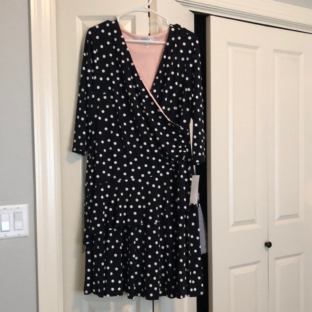 Blue Dress with white polka dots